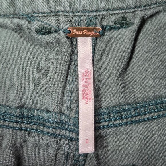 Free People Pants Womens 0 Army Green Distressed Straight Utility Ankle Boho - Picture 4 of 11